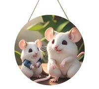 Peinture ronde en bois de 30,5 cm pour mère et enfant, motif rats, œuvre d'art exquise, bois respectueux de l'environnement, un choix élégant pour la décoration de la maison.