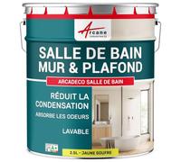 Peinture salle de bain, mur et plafond, condensation - 2.5 L Jaune soufre - RAL 1016 - ARCANE INDUSTRIES