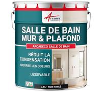 ARCANE INDUSTRIES Peinture salle de bain, mur et plafond | Peinture anti condensation et humidité | 29 couleurs disponibles - 2.5 L Noir foncé RAL 9005