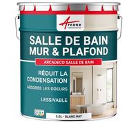Peinture Salle de Bain Anti-Condensation Mur Plafond - ARCADÉCO 2.5 L Blanc | Anti-Condensation, Limite les Moisissures, Lessivable, Murs et Plafonds, Salle de Bain, Mat - Arcane Industries