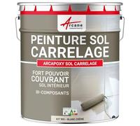 Peinture Sol Carrelage Résine Époxy - ARCAPOXY 1 kg Blanc Crème | Résine Époxy Sols Carrelés, sans sous-Couche, Imperméabilise, Résiste aux Chocs, Taches et Chaleur - Arcane Industries