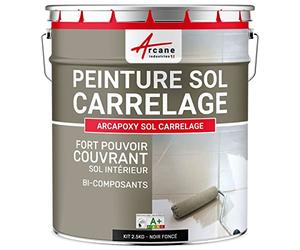 Peinture Sol Carrelage Résine Époxy - ARCAPOXY 2.5 kg Noir foncé | Résine Époxy Sols Carrelés, sans sous-Couche, Imperméabilise, Résiste aux Chocs, Taches et Chaleur - Arcane Industries