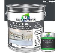 PEINTURE SOL GARAGE DB-200 - Kit 5KG - Gris anthracite - Extrême trafic extérieur - intérieur - Haute résistance - 5KG + 1L Diluant