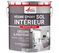 Peinture Sol - Résine Epoxy : Peinture pour Sol salon, cuisine, salle de bains - Effet Miroir - REVEPOXY DECO Gris 4 - RAL 7047 10 kg (jusqu'à 50 m² en 2 couches)