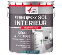 Peinture Sol - Résine Epoxy : Peinture pour Sol salon, cuisine, salle de bains - Effet Miroir - REVEPOXY DECO Bleu D'eau - RAL 5021 1 kg (jusqu'à 5 m² en 2 couches)