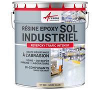 PEINTURE SOL : Résine Epoxy - Revêtement Sol Industriel et Sol Béton, usine, parking - REVEPOXY TRAFIC INTENSIF Ivoire claire ral 1015 kit 5 Kg (jusqu'à 10m² pour 2 couches)