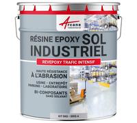 PEINTURE SOL : Résine Epoxy - Revêtement Sol Industriel et Sol Béton, usine, parking - REVEPOXY TRAFIC INTENSIF Gris 4 ral 7047 kit 5 Kg (jusqu'à 10m² pour 2 couches)