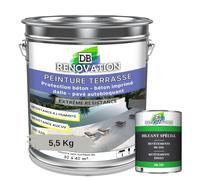 PEINTURE SOL TERRASSE Extérieur pour béton, pavé - Forte protection UV - Haute imperméabilité - Passage fréquent - Gris soie 5,5KG + 1L Diluant