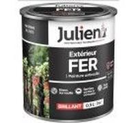 Peinture solvant fer métal anti rouille noir RAL 9005 brillant 0.5L JULIEN