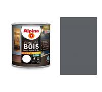 Peinture spéciale bois Gris graphite satin 0.5L ALPINA microporeux protège décor lessivable