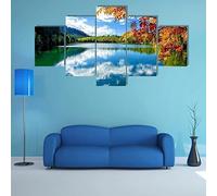 Peinture Sur Toile 5 Pieces Lakearbresbleuskypaysage Image Déco Murale Tableau Murale Peinture Sur Toile Affiche Photo Toile Image De Imprimée Art Hd Décoration Murale 150×80 Cm Affiche De P -5I2N/U3T