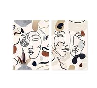 Peinture sur Toile à la Mode Abstraite Beige Visage Ligne bohême Mur Art Imprime Affiches Photos Salon décoration de la Maison - (50x70cm) x2pcs sans Cadre