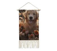 Peinture sur toile à suspendre Golden Retriever et fleurs, décoration murale pour salon, affiche décorative rétro, bannière de ferme pour intérieur, chambre à coucher, bureau, 48,3 x 22,9 cm