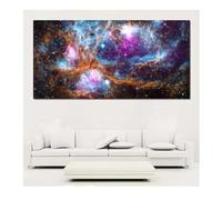 Peinture sur Toile Abstraite avec nébuleuse, Nuages, étoiles, Affiches, Impressions murales, Images de Paysage pour décoration de Salon, 50 x 100 cm, sans Cadre