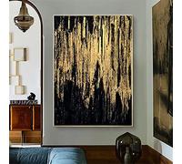 Peinture sur toile abstraite en or noir, art mural moderne, décoration d'intérieur, art abstrait pour décoration de salon, 50 x 83 cm avec cadre doré