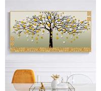Peinture sur toile, affiches et impressions, art mural abstrait, arbres d'argent dorés, images décoratives pour salon, décoration d'intérieur, 30 x 60 cm (12 x 24 pouces), cadre interne