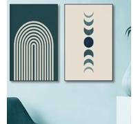Peinture sur toile arc-en-ciel à rayures simples, affiche d'éclipse lunaire, art mural abstrait pour salon, chambre à coucher, décoration 30 x 45 cm x 2 cadres