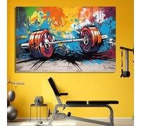 Peinture sur toile avec haltères et graffitis, images de sport, motivation, art mural, fitness, salle de sport, décoration, affiches de musculation, 50 x 70 cm, sans cadre