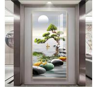 Peinture sur toile chinoise Fengshui Zen en pierre, art mural, affiches et impressions d'arbre riche vert, décoration de salon, 50 x 100 cm, sans cadre