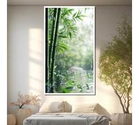 Peinture sur toile de bambou vert, images d'art mural nature tranquille, affiche de réflexion sur l'eau de la forêt, décoration d'intérieur minimaliste 40x70 cm sans cadre