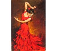 Peinture sur toile de portrait de danseuse espagnole de flamenco, peinture sur toile, affiche minimaliste, art mural abstrait pour décoration intérieure, images sans cadre 40 × 50 cm