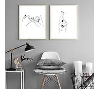 Peinture sur toile de signal de main, doigts croisés, promesse rose, affiche de bonne chance, photos murales en noir et blanc, décor 50 x 60 cm (50 x 60 cm) X2 sans cadre