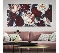 PEINTURE SUR TOILE FLEUR BLANCHE/ROUGE LIGHTBACK 150X3,8X76