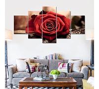 Peinture Sur Toile Fleur Rose Rouge Avec Cadre 200 X 100 Cm 5 Pieces Wall Art Painting Wallpapers Poster Print Living Room Bedroom Dining Room Office Children'S Room Home Decor Artwork