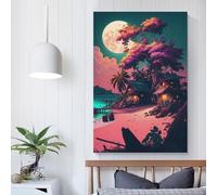 Peinture sur toile « Hut_On_the_beach » pour adolescents, décoration murale moderne pour chambre de garçons, 40 x 60 cm