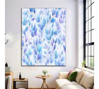 Peinture Sur Toile Impression Tableaux Aquarelle Forêt, Branches Feuilles Affiches Murale Art Tableaux, Salon Chambre Decoration à La Maison Peintures, Sans Cadre 80x120cm, Bleu-violet