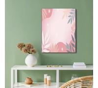 Peinture Sur Toile Impression Tableaux Simples, Feuilles Dessinées À La Main Affiches Murale Art Tableaux, Salon Chambre Decoration à La Maison Peintures, Sans Cadre 30x40cm, Rose