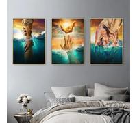 Peinture Sur Toile Jésus, La Main De Dieu, Affiches Chrétiennes, Jésus, Donne-Moi Ta Main, Art Mural, Images, Impressions, Décoration D'Intérieur, Cuadros 21X30Cmx3Pcs Sans Cadre