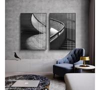 Peinture sur toile minimaliste en noir et blanc Poursuivez votre objet, quel qu'il soit, de manière constante et infatigable, décoration murale pour la maison, 60 x 80 cm, 2 pièces, sans cadre