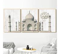 Peinture sur toile murale Taj Mahal, mosquée musulmane, Coran, noir et blanc, affiches et impressions nordiques, images murales pour salon, 60 x 90 cm, 3 pièces, sans cadre