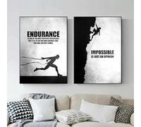 Peinture sur toile noir et blanc, citations de motivation sportives, impression, image, décoration de salle de sport, affiches murales d'escalade et de course à pied, 35 x 50 cm, 2 pièces, sans cadre