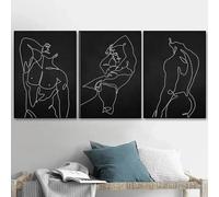 Peinture sur toile noir et blanc, images nordiques minimalistes, homme sexy, ligne, art mural, affiches, impressions corporelles, décoration de chambre à coucher, 50 x 70 cm, 3 pièces, sans cadre
