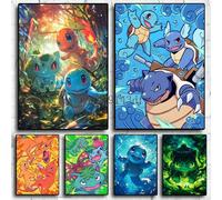 Peinture sur toile Pokémon Anime classique, affiche et impression murale, image à l'encre, Bulbasaur, Salamèche, SLaura, Tile, décoration d'intérieur, cadeaux pour enfants Pokemon12