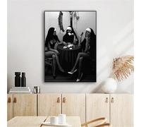 Peinture sur toile représentant des religieuses fumeuses, impression photo, portrait de femme, cigarette, affiche d'art, femmes sexy, noir et blanc, décoration de bar vintage, 40 x 60 cm, sans cadre