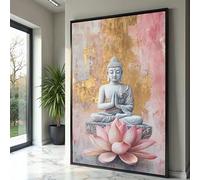 Peinture sur toile représentant un Bouddha serein en méditation, art mural avec fleur de lotus, décoration intérieure zen et spirituelle, affiches et impressions bouddhistes (40 x 60 cm, sans cadre)