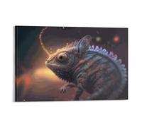 Peinture sur toile représentant un caméléon, animal spirituel, décoration murale, prête à accrocher, pour salle de bain, toilettes, 40 x 60 cm