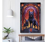 Peinture sur toile représentant un chien Cerbère mythique, effet peint, décoration murale moderne pour la maison, le bureau, un mariage, 50 x 75 cm