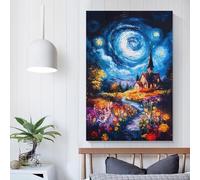 Peinture sur toile représentant un ciel nocturne, décoration murale, idéal pour une chambre, une cuisine, un anniversaire, une épouse ou un mari, 30 x 45 cm