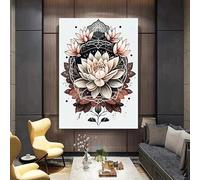 Peinture sur toile représentant un mandala doré, un bouddha ou un lotus, affiche murale, art zen, yoga, méditation, décoration d'intérieur (70 x 100 cm)