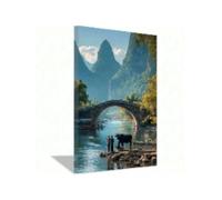 Peinture sur toile représentant un paysage naturel, paysage de Guilin, décoration murale pour la maison ou le bureau, cadre 70 x 100 cm