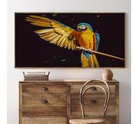 Peinture sur toile représentant un perroquet coloré : images murales d'oiseaux tropicaux, affiches et impressions d'animaux exotiques, décoration murale pour la maison (90 x 180 cm, sans cadre)