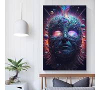 Peinture sur toile représentant un visage de Dieu, décoration murale pour chambre d'adolescent, art mural moderne, 50 x 75 cm
