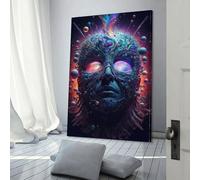 Peinture sur toile représentant un visage de Dieu, décoration murale, prête à accrocher, pour salle de bain, toilettes, 40 x 60 cm