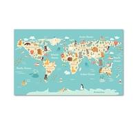 Peinture Sur Toile Représentant Une Carte Du Monde Avec Des Animaux Marins, Affiches Et Impressions, Décoration Murale Pour Chambre D'Enfant, 50X70 Cm, Sans Cadre