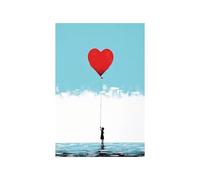 Peinture sur toile représentant une fille avec un ballon en forme de cœur, portrait de Banksy, aquarelle, affiche, graffiti de rue, décoration murale pour la maison (50 x 75 cm, sans cadre)