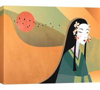 Peinture sur toile, style nordique, Japandii - Sayaka Miko, Wish of Good Fortune - 120x90 cm